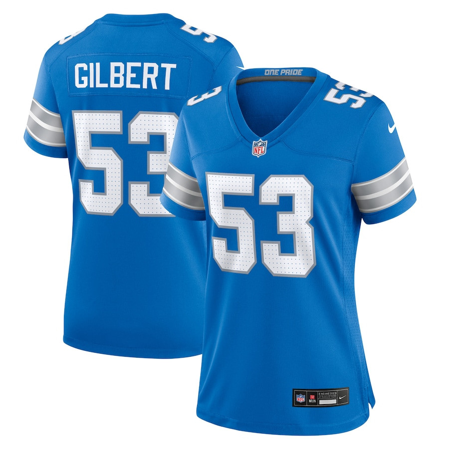 DaRon Gilbert 53 Detroit Lions Women's Game Jersey - Blue JS6722 Saliibo