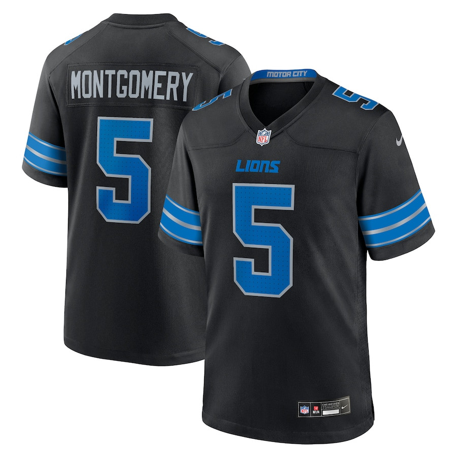 David Montgomery 5 Detroit Lions 2nd Alternate Game Jersey - Black, Men JS9863 Saliibo