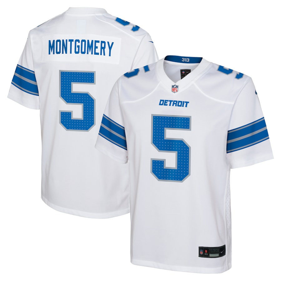 David Montgomery 5 Detroit Lions Player Game YOUTH Jersey - White JS9168 Saliibo