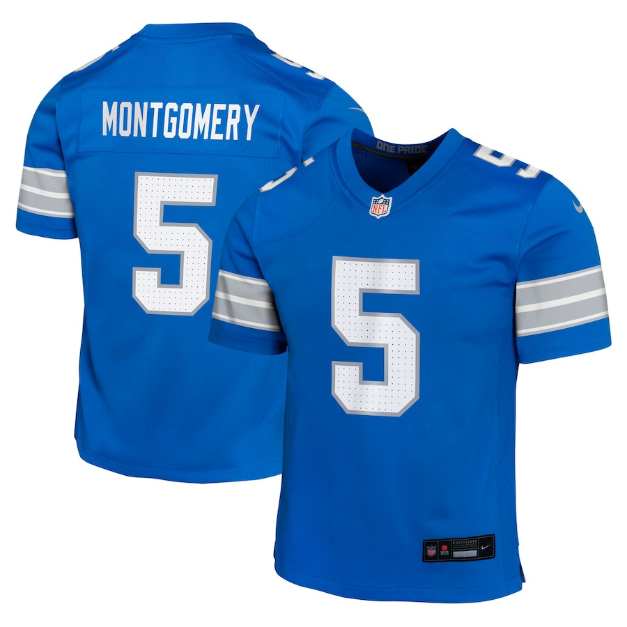 David Montgomery 5 Detroit Lions Team Player Game YOUTH Jersey - Blue JS4325 Saliibo