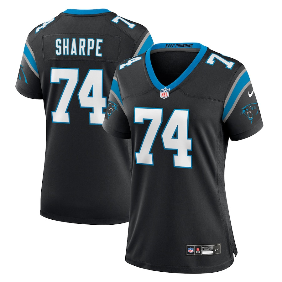 David Sharpe 74 Carolina Panthers Women's Team Game Jersey - Black JS3398 Saliibo