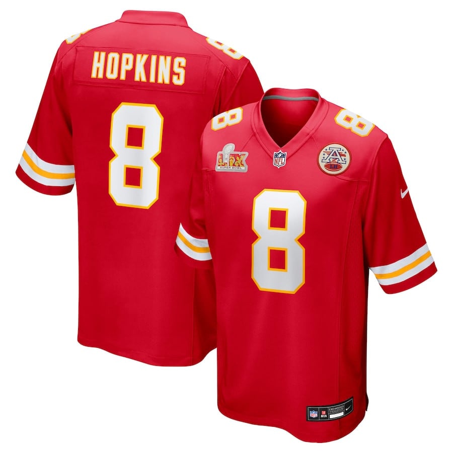 DeAndre Hopkins 8 Kansas City Chiefs Super Bowl LIX Game Jersey - Red JS4927 Saliibo