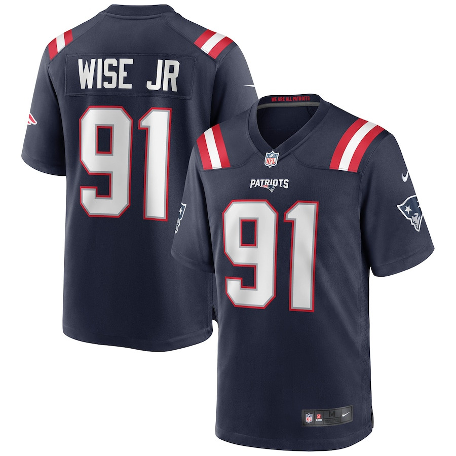 Deatrich Wise Jr. 91 New England Patriots Men Game Jersey - Navy JS8397 Saliibo