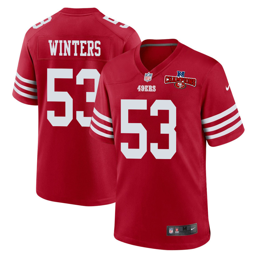 Dee Winters 53 San Francisco 49ers NFC Champions Patch Game Men Jersey - Scarlet JS6048 Saliibo