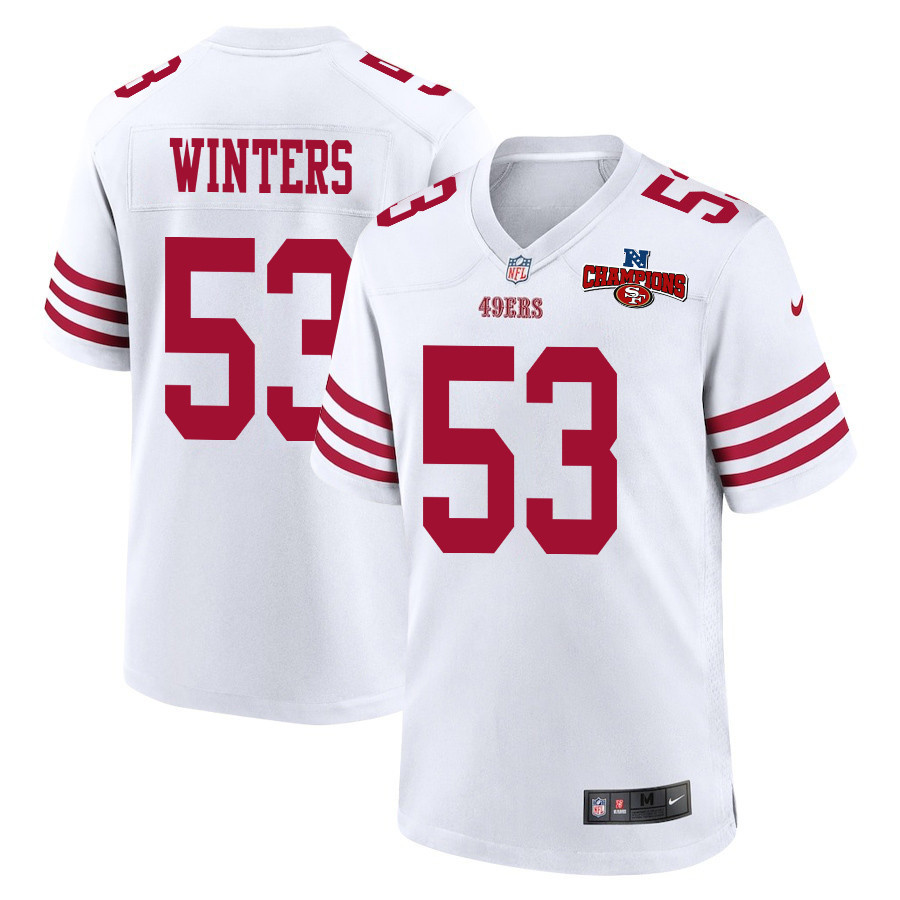 Dee Winters 53 San Francisco 49ers NFC Champions Patch Game Men Jersey - White JS8340 Saliibo