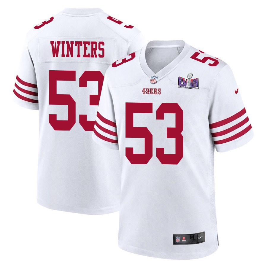 Dee Winters 53 San Francisco 49ers Super Bowl LVIII Patch Game Men Jersey - White JS6405 Saliibo