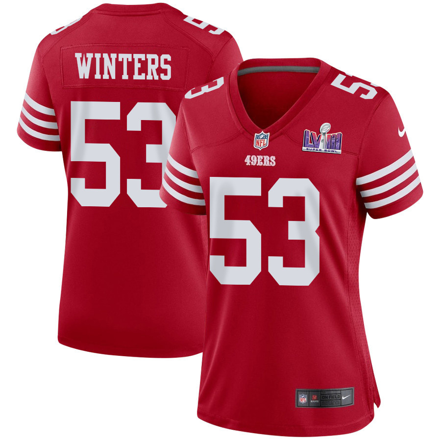 Dee Winters 53 San Francisco 49ers Super Bowl LVIII Patch Game Women Jersey - Scarlet JS4923 Saliibo