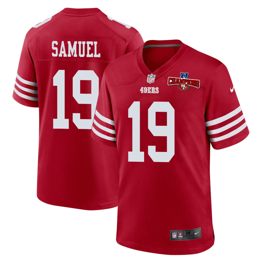 Deebo Samuel 19 San Francisco 49ers NFC Champions Patch Game Men Jersey - Scarlet JS8372 Saliibo