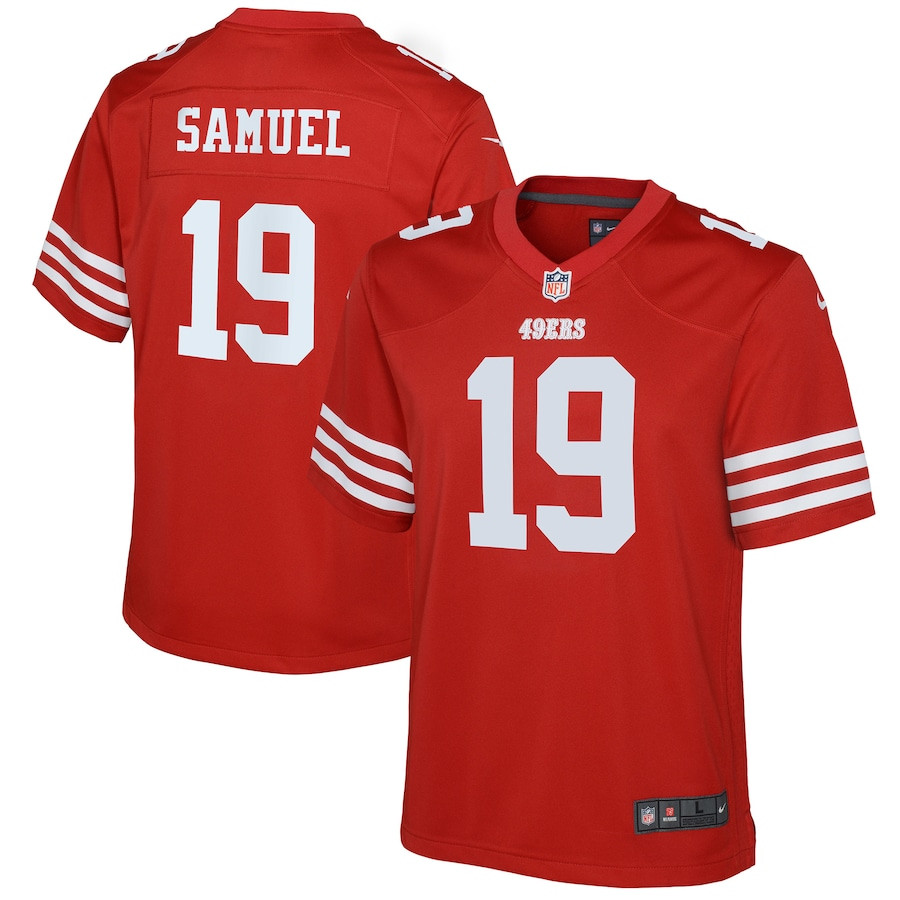 Deebo Samuel 19 San Francisco 49ers YOUTH Game Jersey - Scarlet JS1376 Saliibo