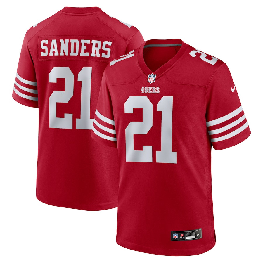 Deion Sanders 21 San Francisco 49ers Team Retired Player Game Men Jersey - Scarlet JS8040 Saliibo
