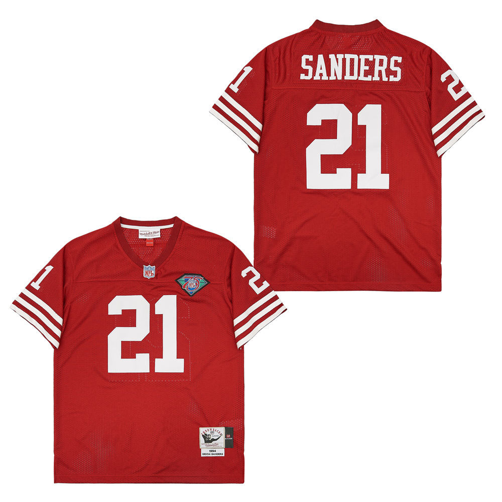 Deion Sanders 21 San Francisco 49ers Throwback Men Jersey - Red JS8014 Saliibo