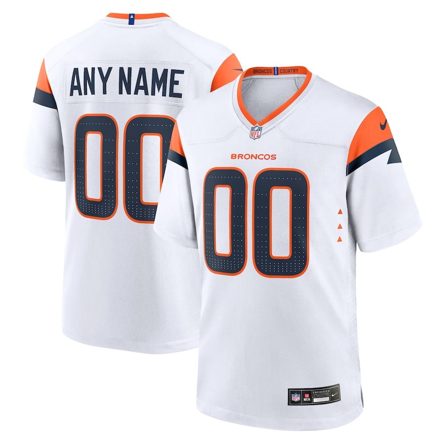 Denver Broncos Custom Game Men Jersey - White JS7159 Saliibo