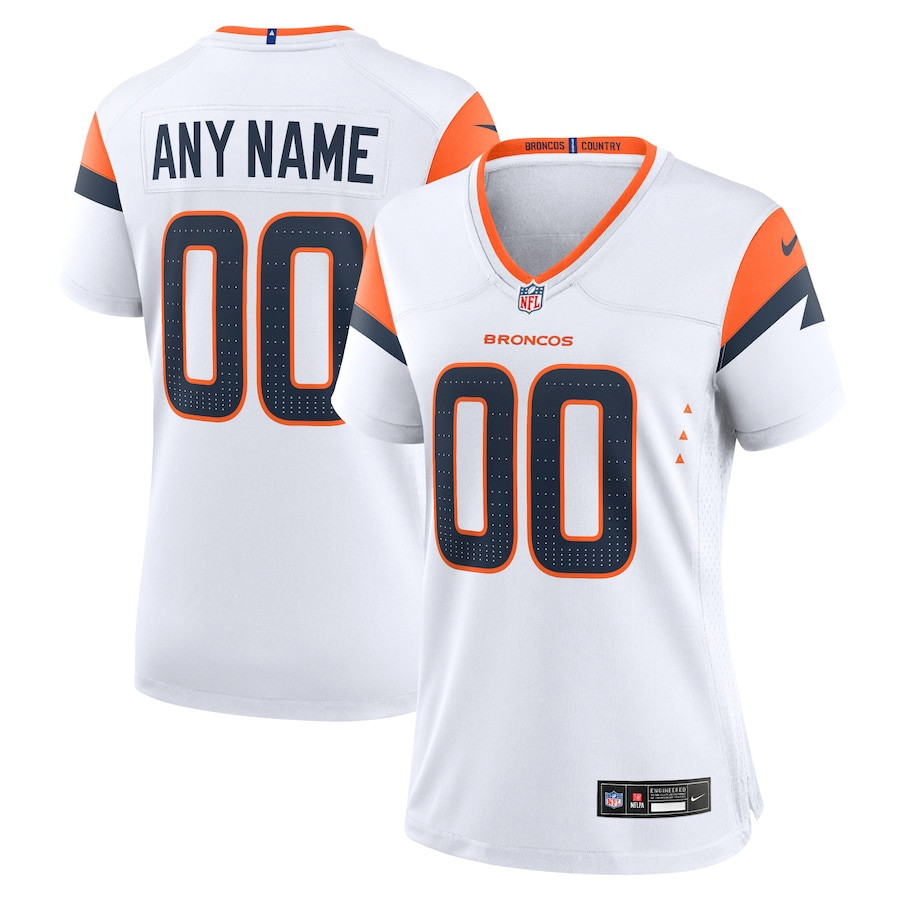 Denver Broncos Custom Game Women Jersey - White JS9227 Saliibo