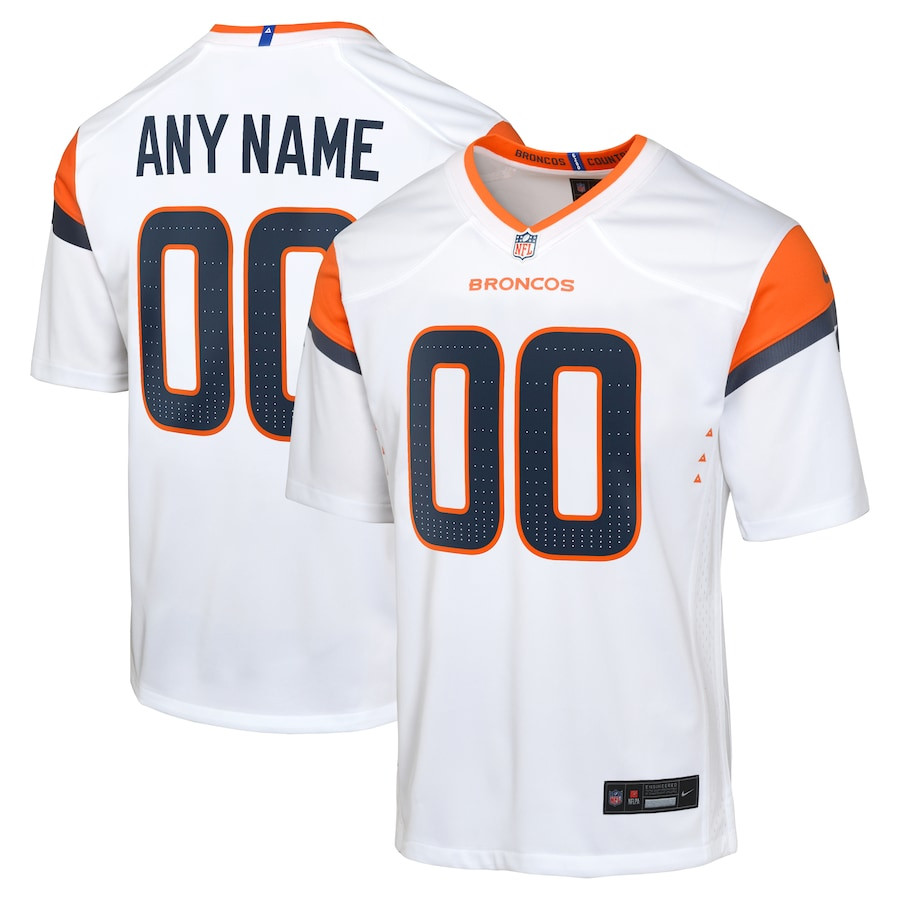 Denver Broncos Custom Game YOUTH Jersey - White JS6228 Saliibo