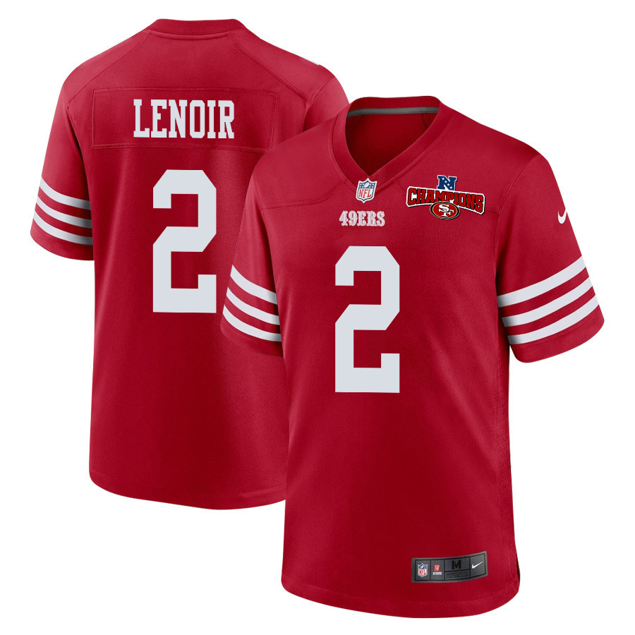 Deommodore Lenoir 2 San Francisco 49ers NFC Champions Patch Game Men Jersey - Scarlet JS3152 Saliibo
