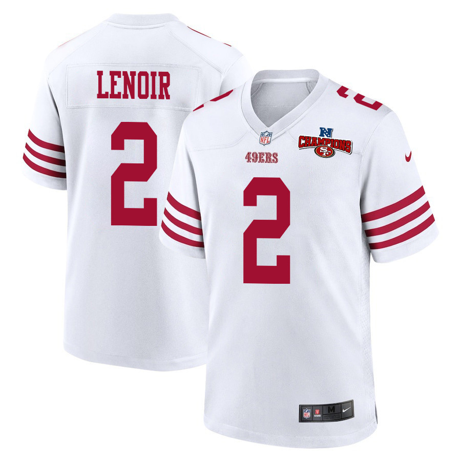 Deommodore Lenoir 2 San Francisco 49ers NFC Champions Patch Game Men Jersey - White JS5647 Saliibo