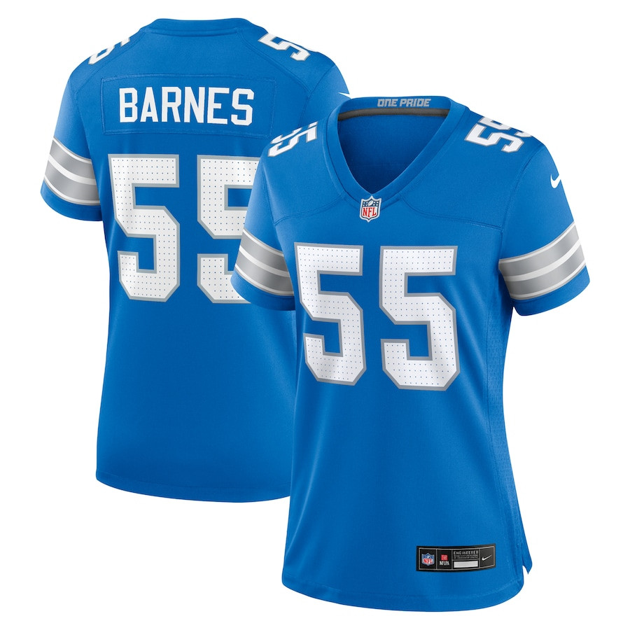 Derrick Barnes 55 Detroit Lions Women's Team Game Jersey - Blue JS1599 Saliibo