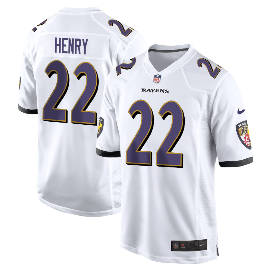 Derrick Henry 22 Baltimore Ravens Game Men Jersey - White JS4410 Saliibo
