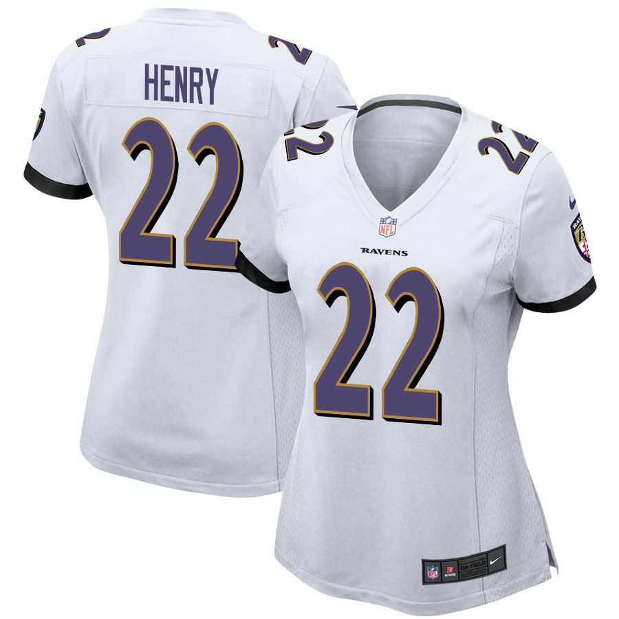 Derrick Henry 22 Baltimore Ravens Game Women Jersey - White JS1398 Saliibo