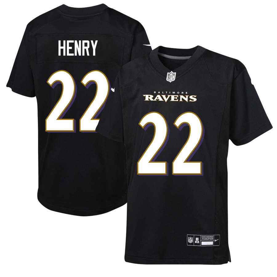 Derrick Henry 22 Baltimore Ravens Game YOUTH Jersey - Black JS3465 Saliibo