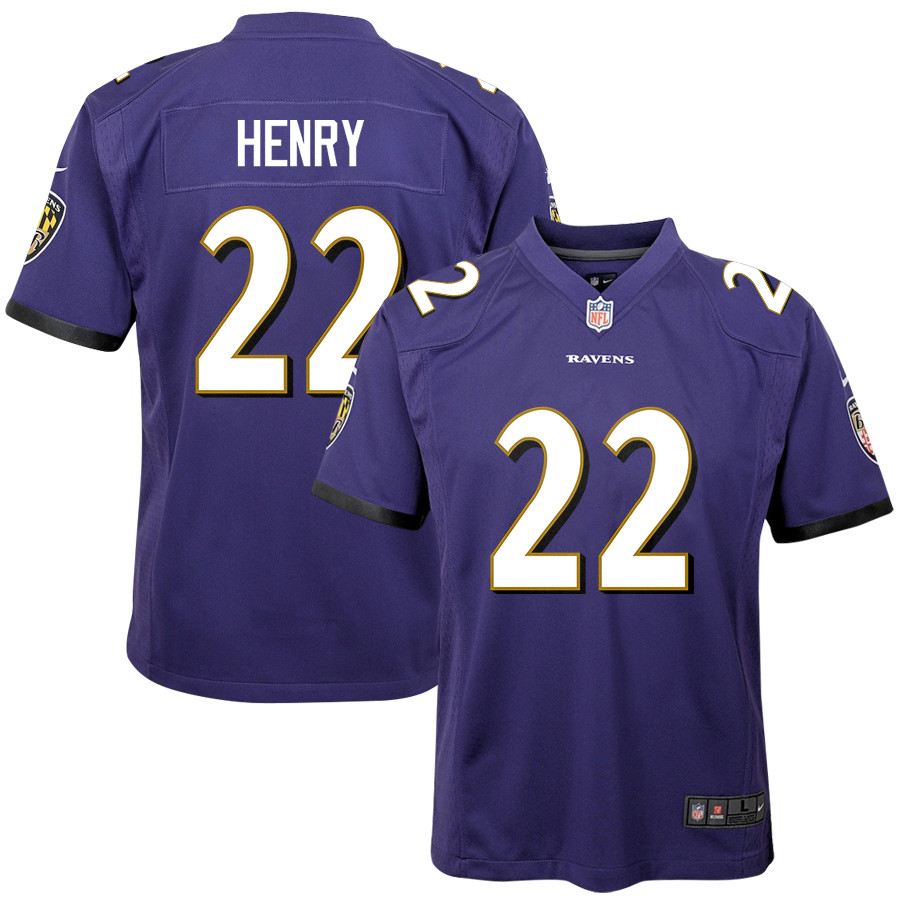 Derrick Henry 22 Baltimore Ravens Game YOUTH Jersey - Purple JS4322 Saliibo