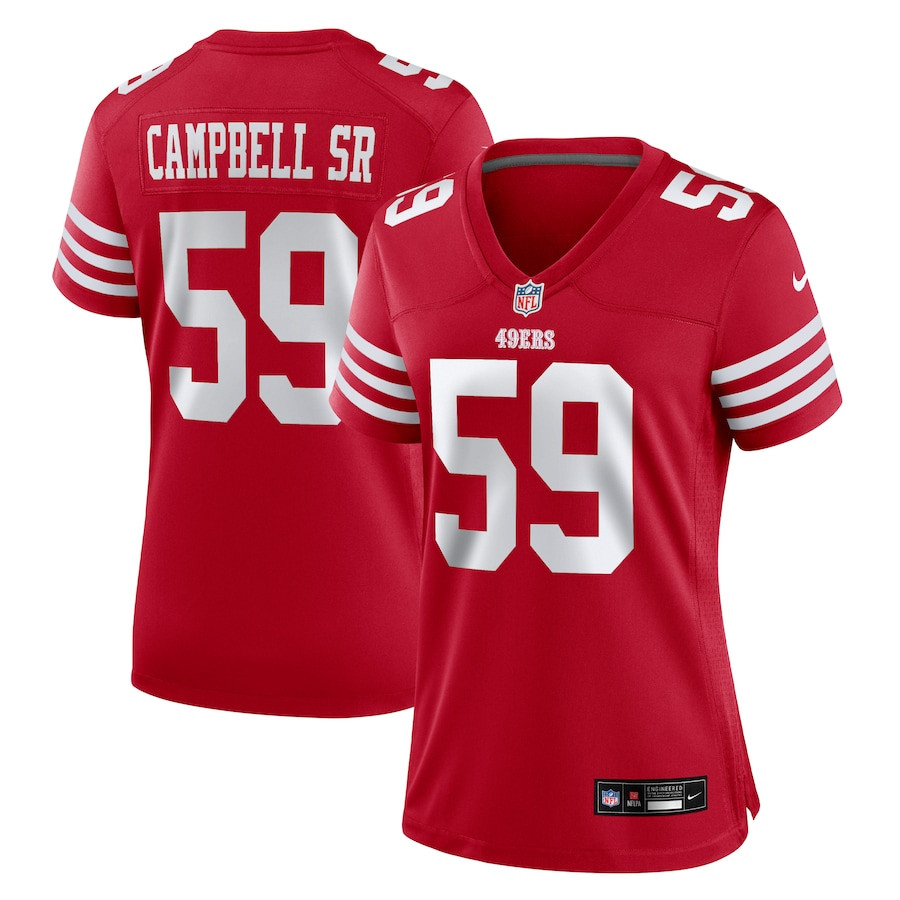 De'Vondre Campbell 59 San Francisco 49ers Women's Game Jersey - Scarlet JS7554 Saliibo