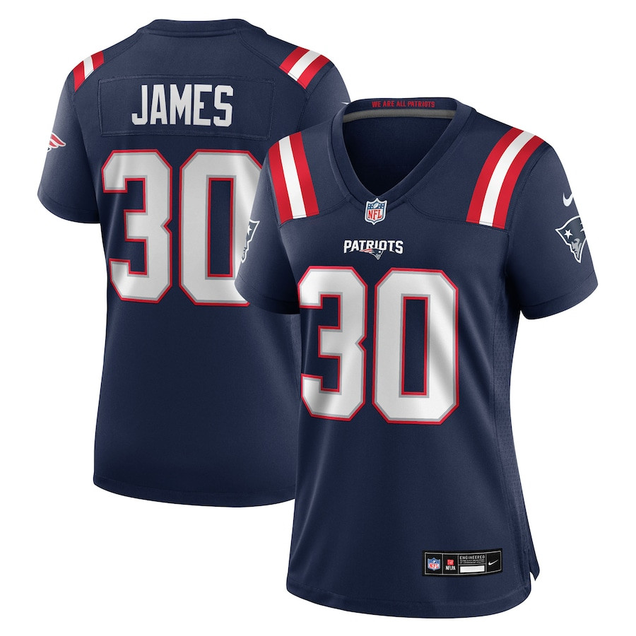 D.J. James 30 New England Patriots Women's Team Game Jersey - Navy JS9310 Saliibo