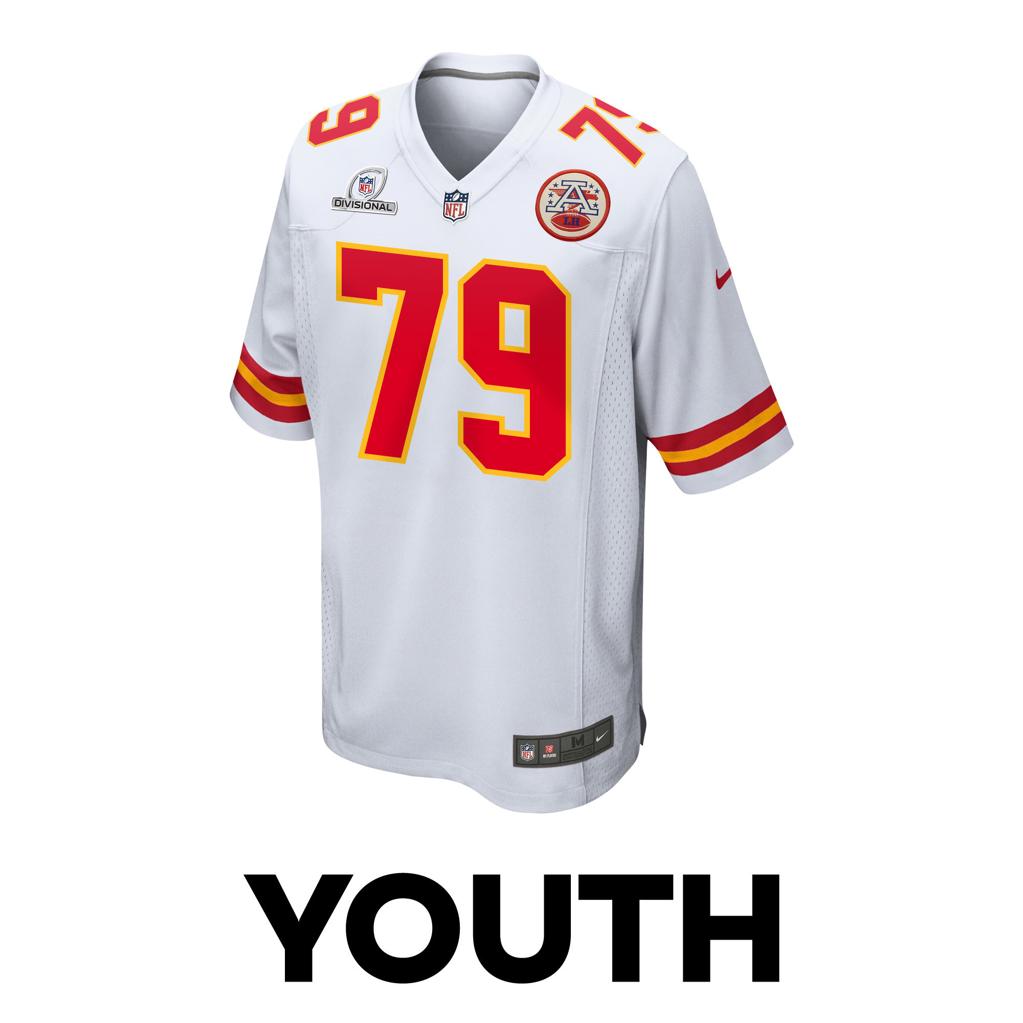 Donovan Smith 79 Kansas City Chiefs Super Bowl LVIII Patch Game YOUTH Jersey - White JS5189 Saliibo - Image 2