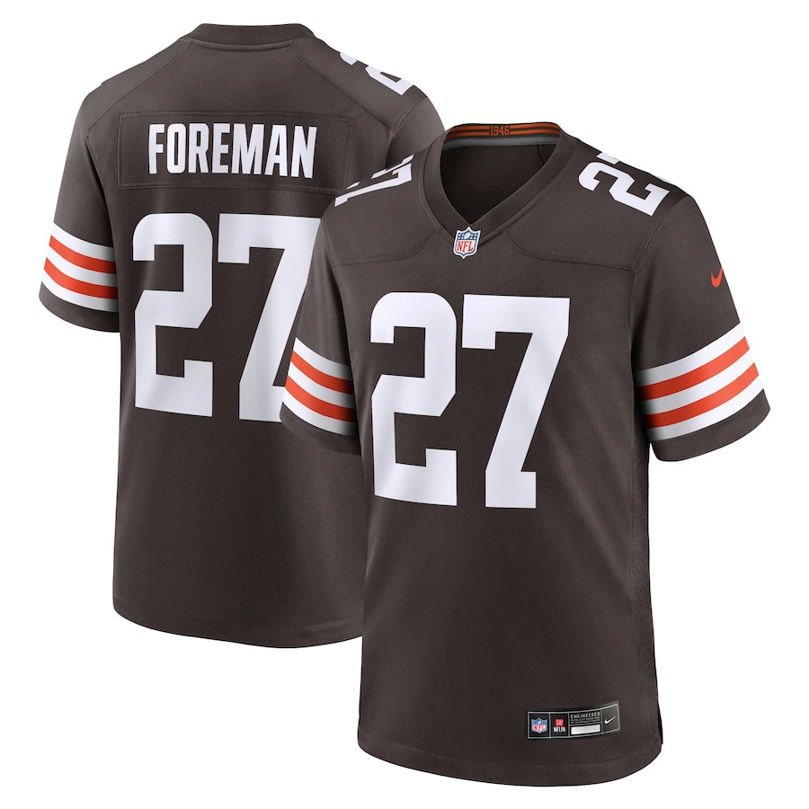 D'Onta Foreman 27 Cleveland Browns Team Game Men Jersey - Brown JS7997 Saliibo