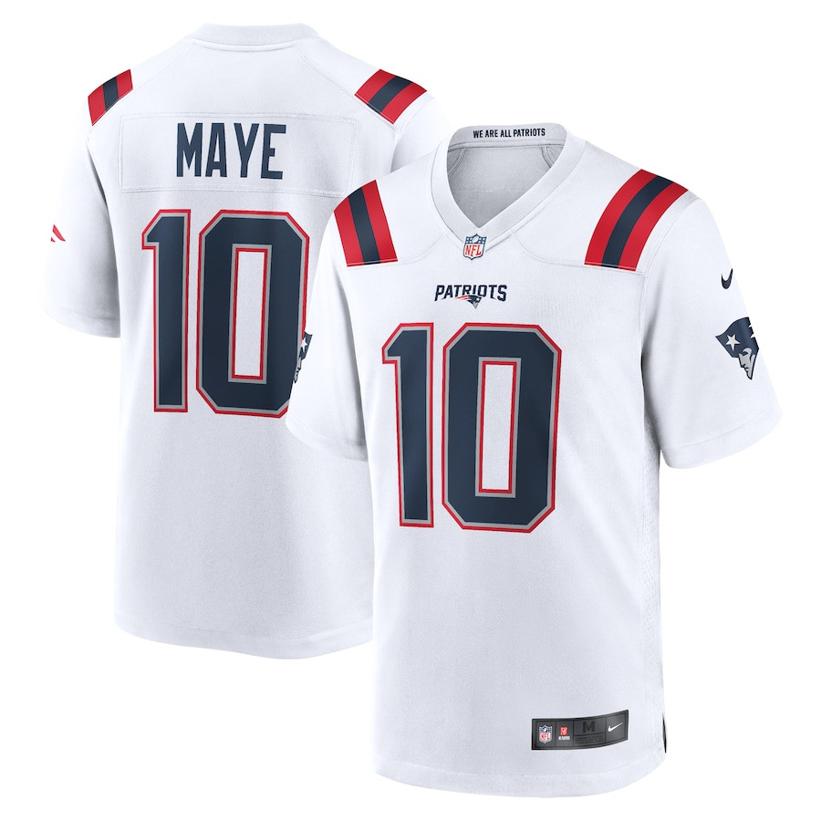 Drake Maye 10 New England Patriots 2024 NFL Draft First Round Pick Player Game Jersey - White JS8034 Saliibo