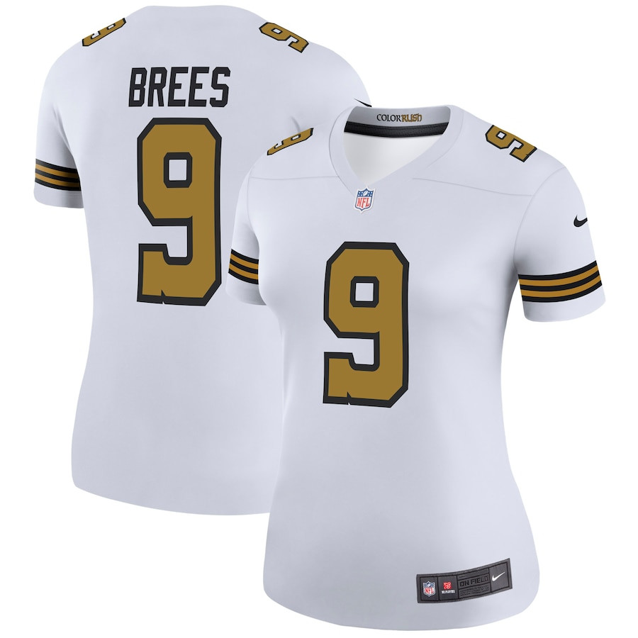 Drew Brees 9 New Orleans Saints Women Color Rush Legend Jersey - White JS2291 Saliibo