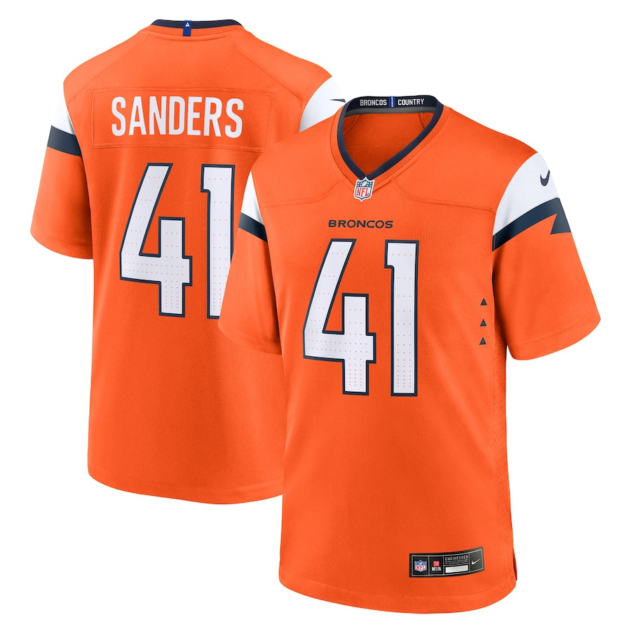 Drew Sanders 41 Denver Broncos Team Game Men Jersey - Orange JS3617 Saliibo