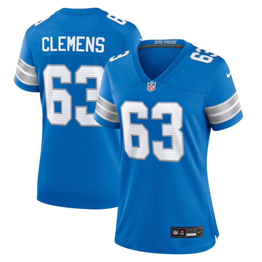 Duke Clemens 63 Detroit Lions Women's Game Jersey - Blue JS9322 Saliibo