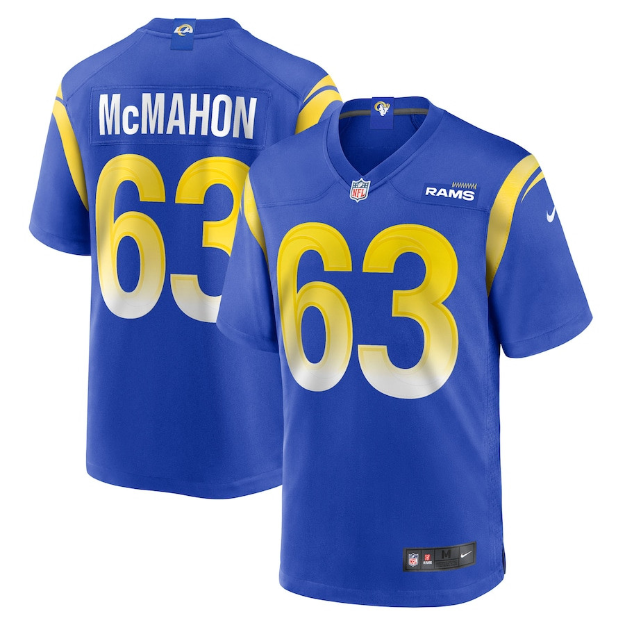 Dylan McMahon 63 Los Angeles Rams Team Game Men Jersey - Royal JS9744 Saliibo