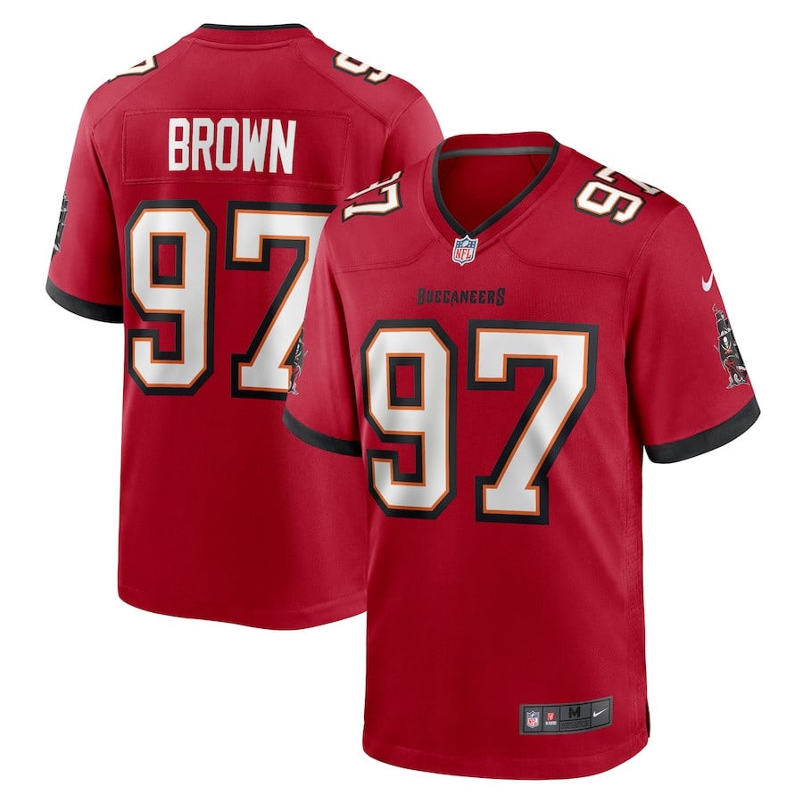 Earnest Brown IV 97 Tampa Bay Buccaneers Game Men Jersey - Red JS3392 Saliibo