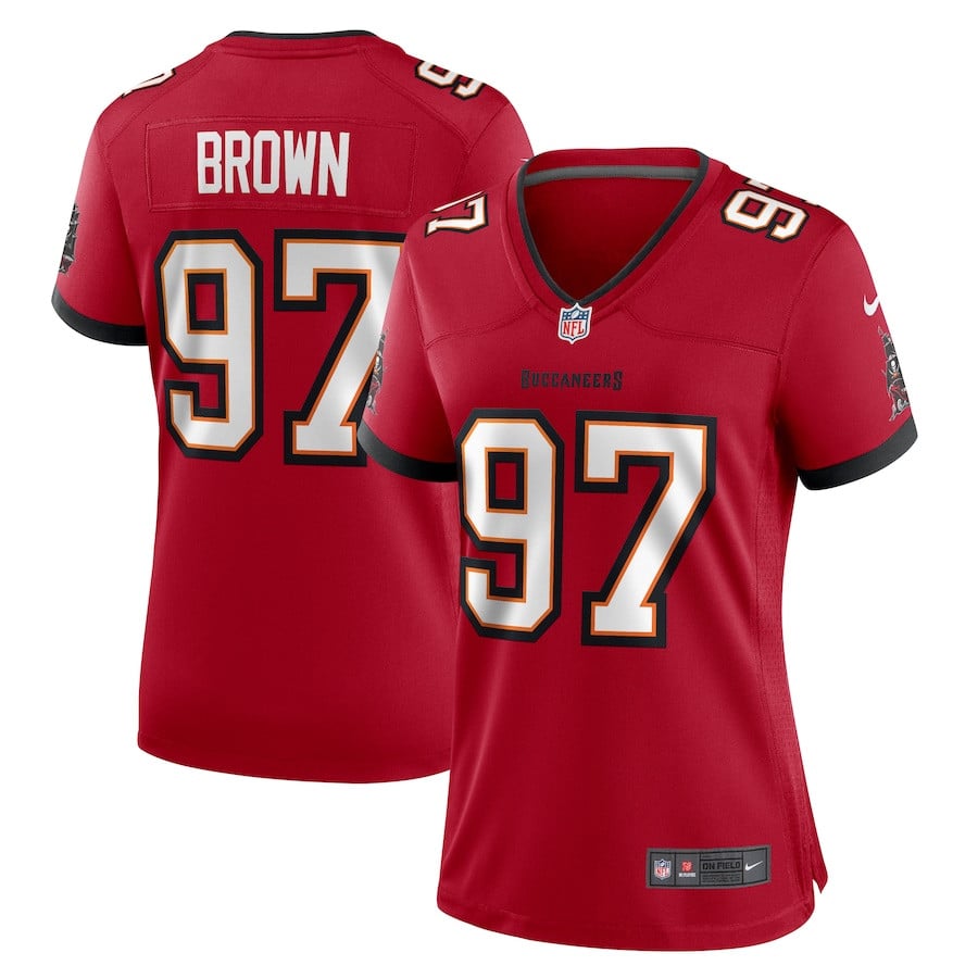 Earnest Brown IV 97 Tampa Bay Buccaneers Women's Game Jersey - Red JS9644 Saliibo