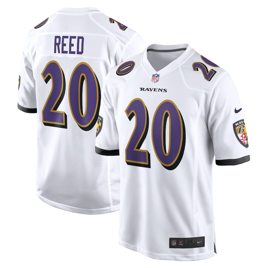 Ed Reed 20 Baltimore Ravens Men Retired Game Jersey - White JS9615 Saliibo