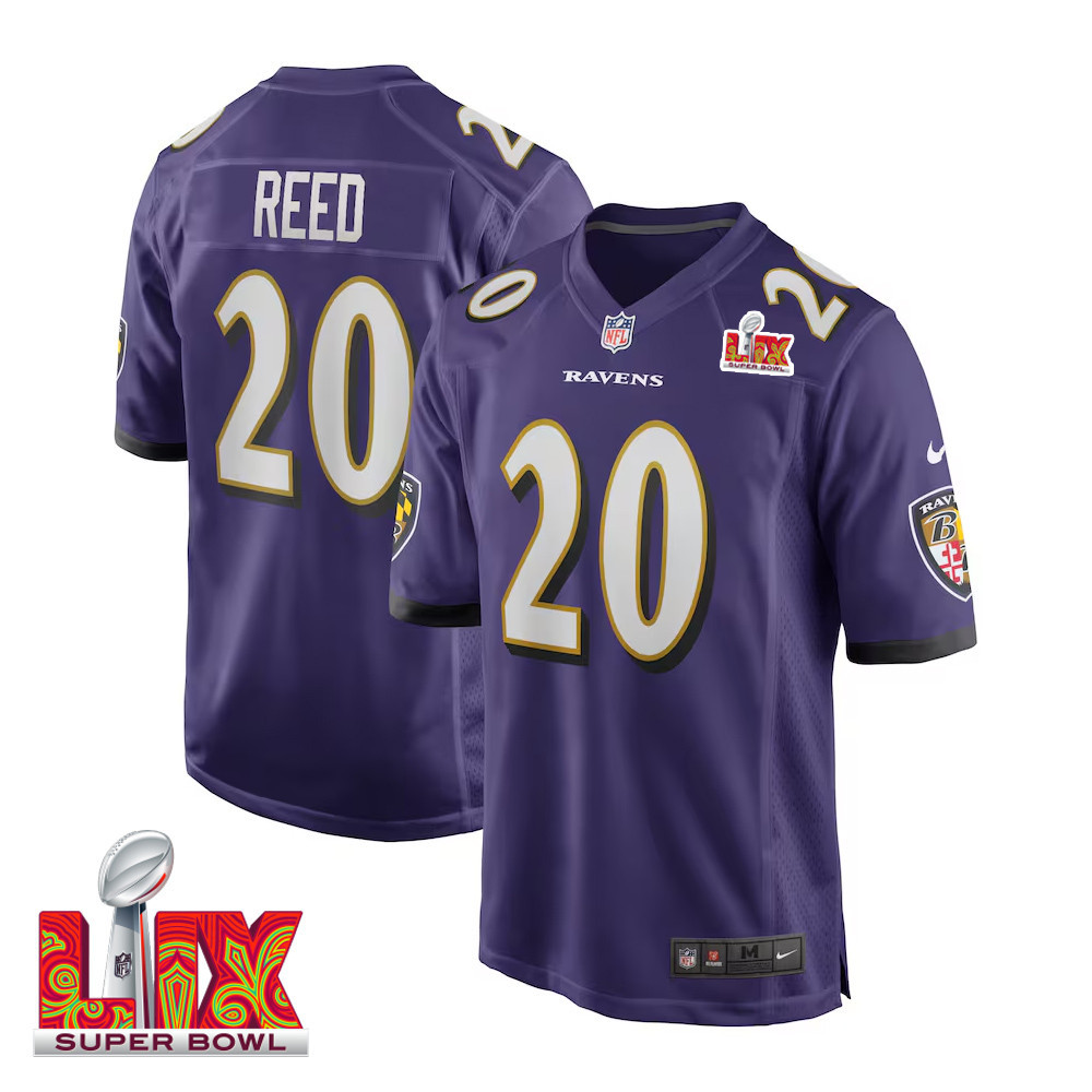 Ed Reed #20 Baltimore Ravens Super Bowl LIX Jersey - Men's - Purple JS8820 Saliibo