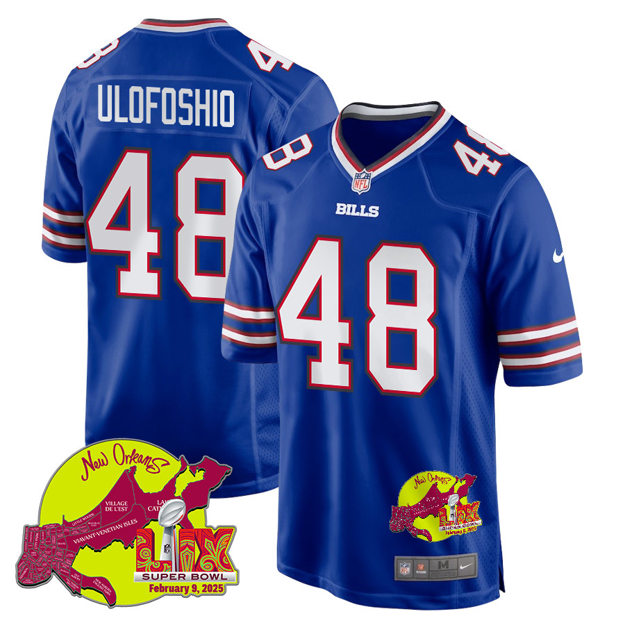 Edefuan Ulofoshio 48 Buffalo Bills Super Bowl LIX New Orleans Patch Game Men Jersey - Royal JS6168 Saliibo