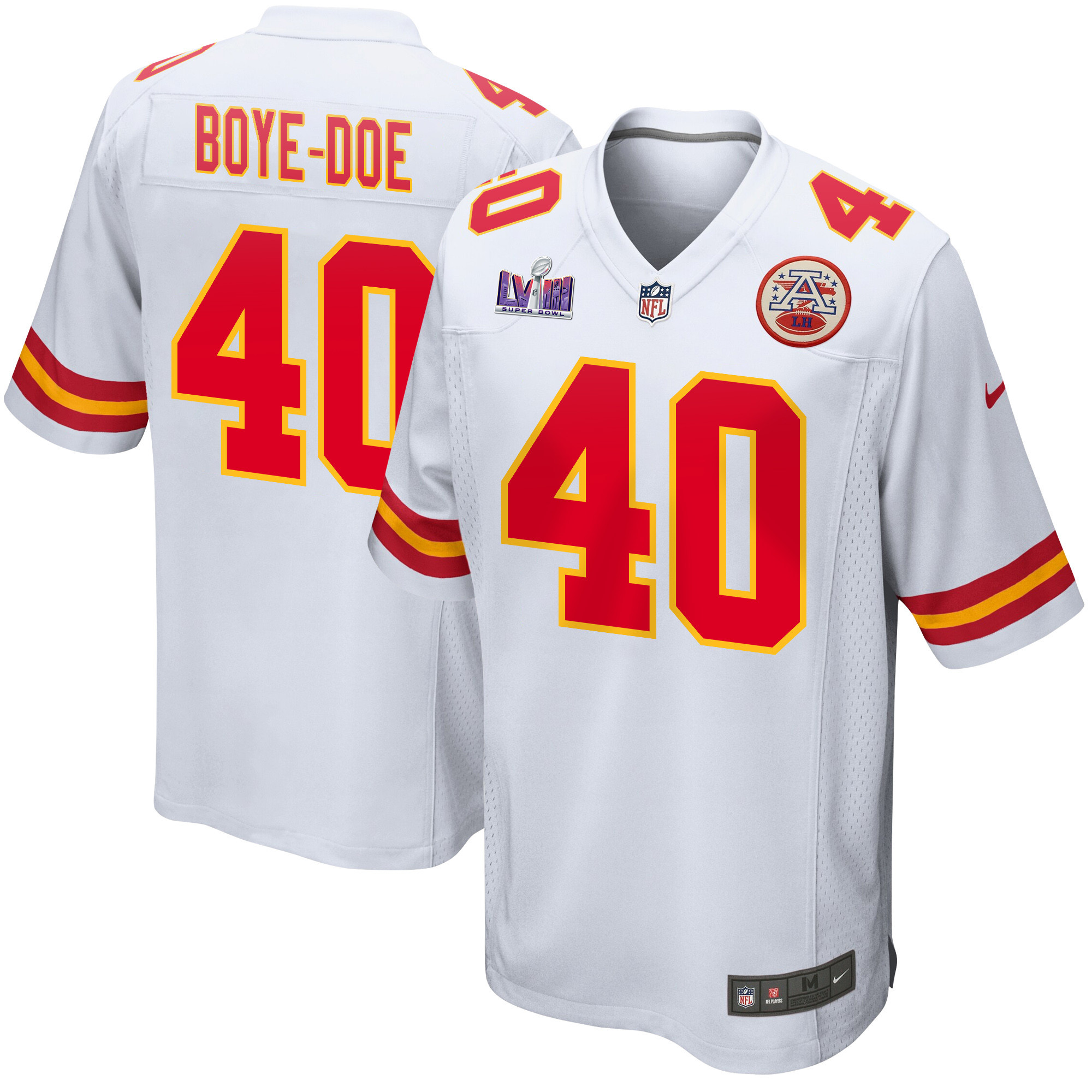 Ekow Boye-Doe 40 Kansas City Chiefs Super Bowl LVIII Patch Game Men Jersey - White JS7139 Saliibo