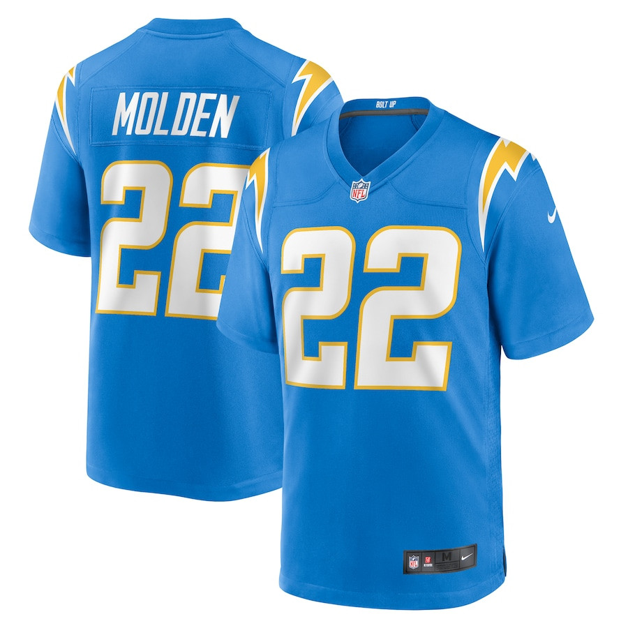 Elijah Molden 22 Los Angeles Chargers Team Game Men Jersey - Powder Blue JS1393 Saliibo