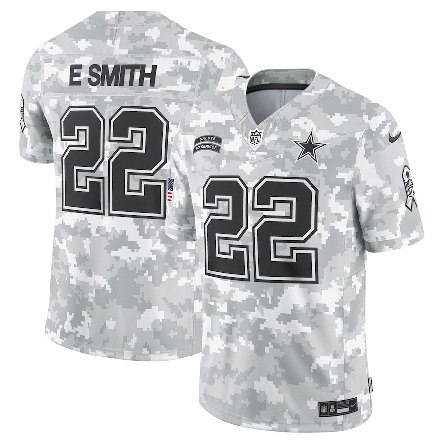 Emmitt Smith 22 Dallas Cowboys 2024 Salute to Service Retired Player Limited Men Jersey - Arctic Camo JS7634 Saliibo