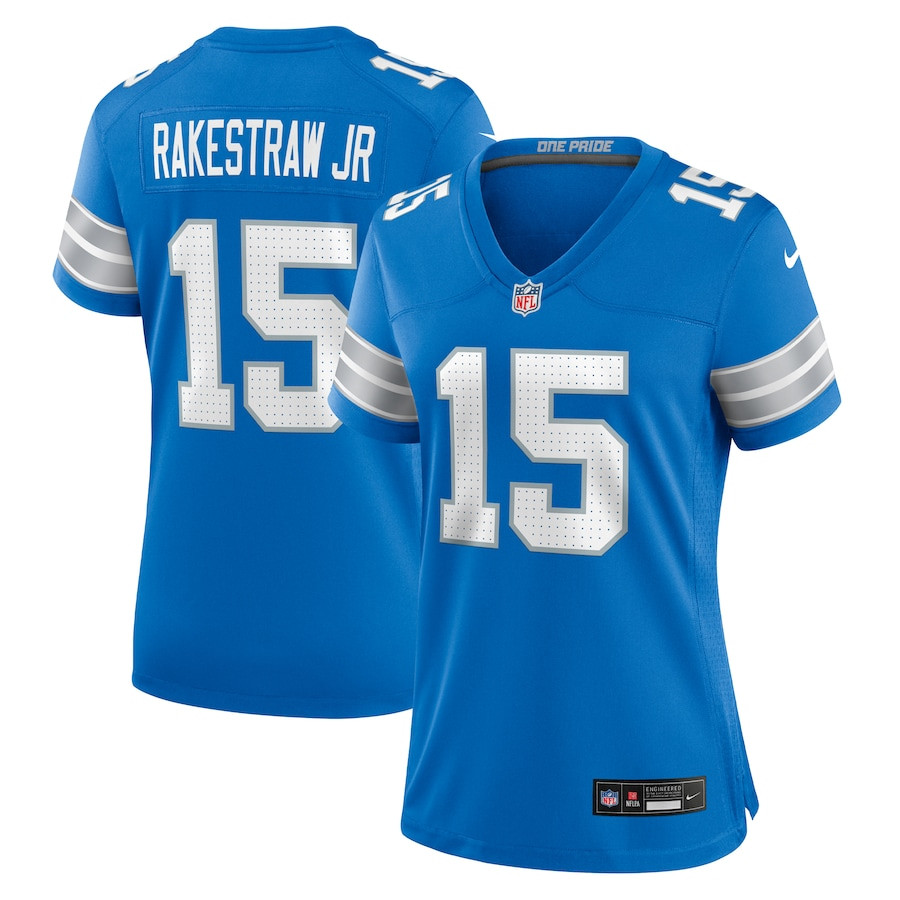 Ennis Rakestraw Jr. 15 Detroit Lions Women's Team Game Jersey - Blue JS8816 Saliibo
