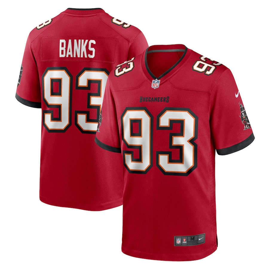 Eric Banks 93 Tampa Bay Buccaneers Game Men Jersey - Red JS2823 Saliibo