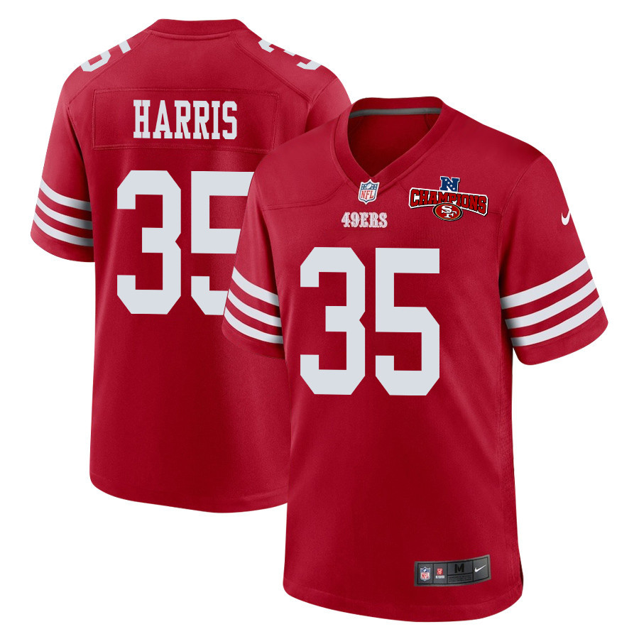 Erik Harris 35 San Francisco 49ers NFC Champions Patch Game Men Jersey - Scarlet JS8072 Saliibo