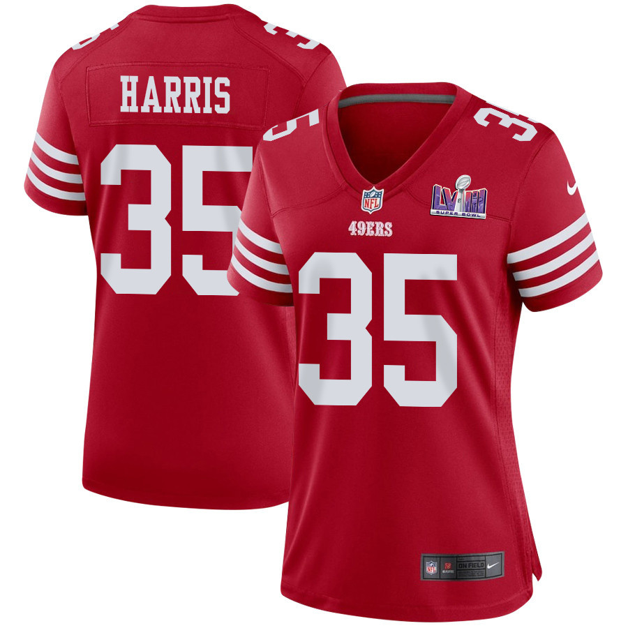 Erik Harris 35 San Francisco 49ers Super Bowl LVIII Patch Game Women Jersey - Scarlet JS5038 Saliibo