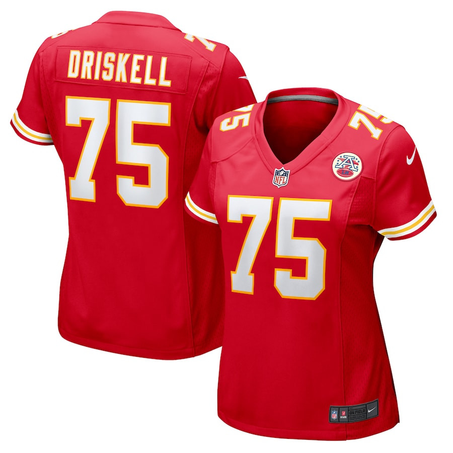 Ethan Driskell 75 Kansas City Chiefs Women's Game Jersey - Red JS1957 Saliibo