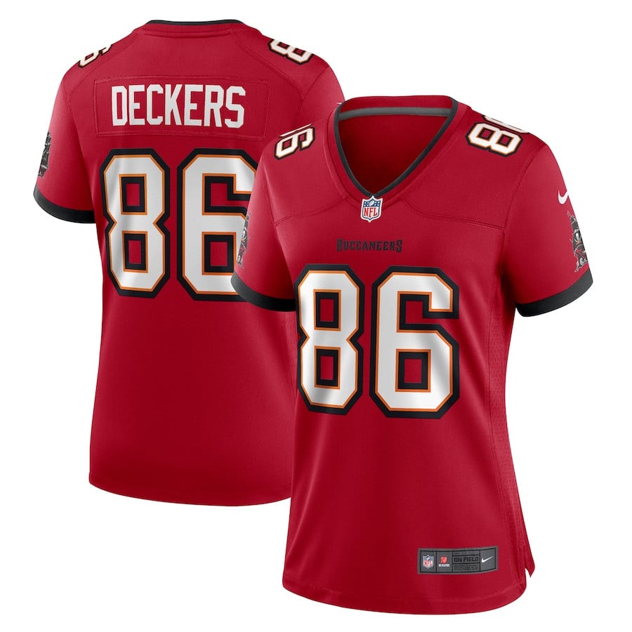 Evan Deckers 86 Tampa Bay Buccaneers Women's Game Jersey - Red JS4831 Saliibo