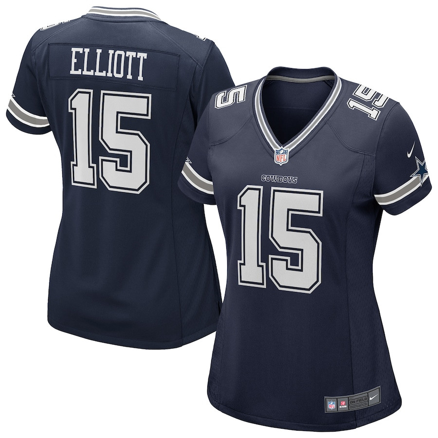 Ezekiel Elliott 15 Dallas Cowboys Women's Game Jersey - Navy JS3618 Saliibo
