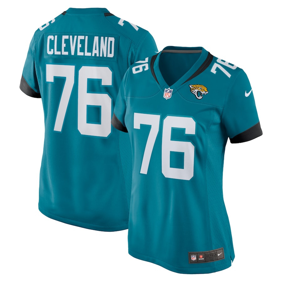 Ezra Cleveland 76 Jacksonville Jaguars Women Game Jersey - Teal JS5148 Saliibo